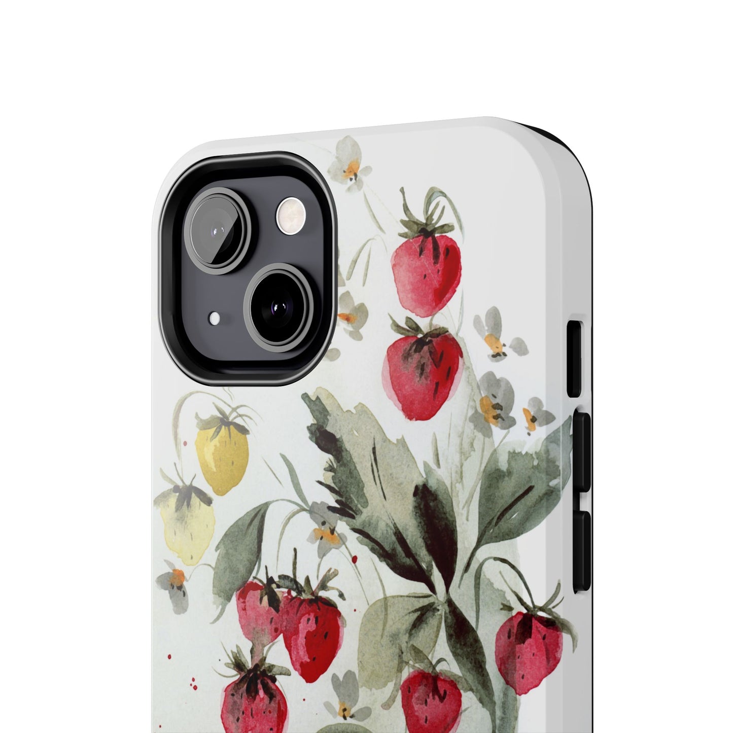 Floral Strawberry Tough Phone Case - Stylish Protection for Nature Lovers