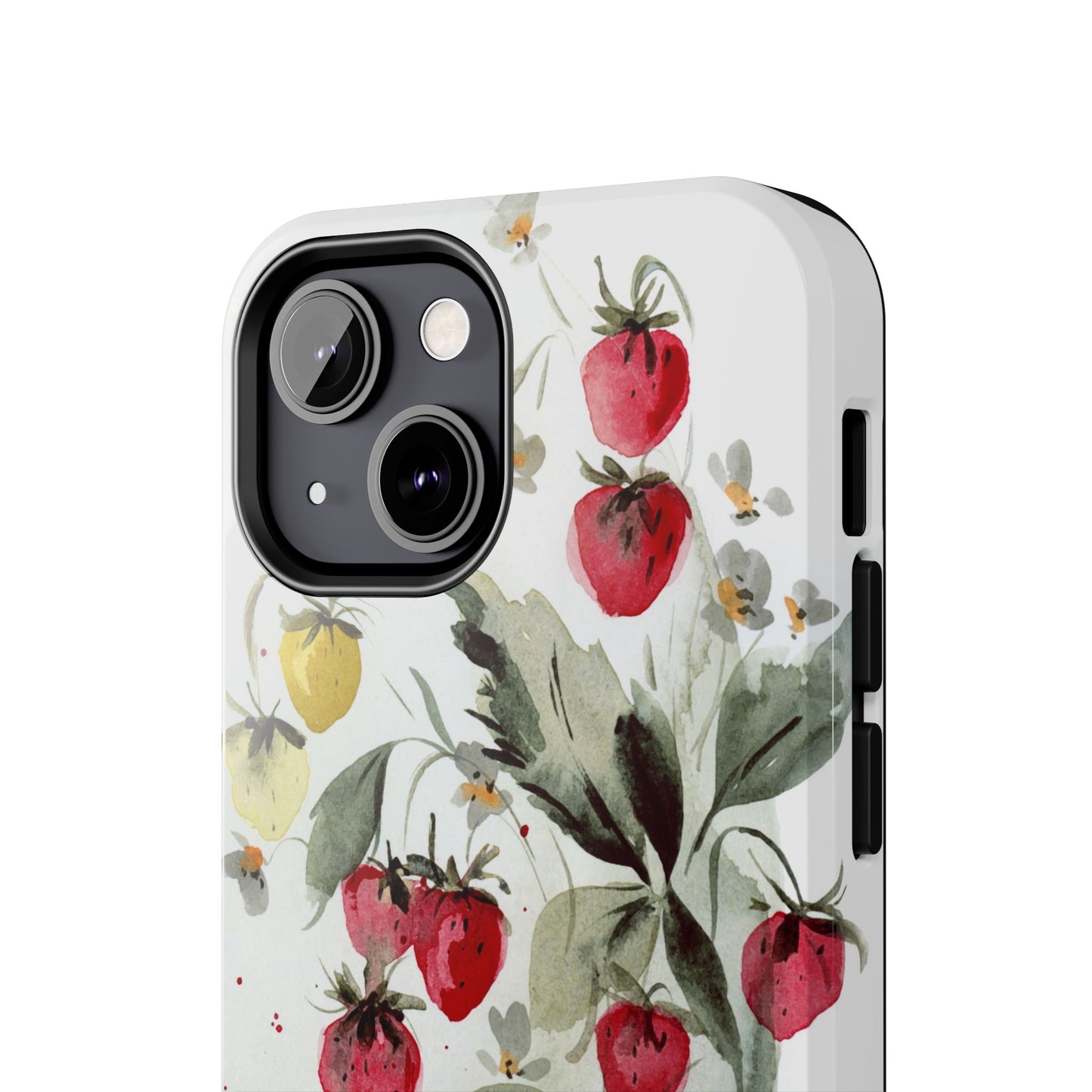 Floral Strawberry Tough Phone Case - Stylish Protection for Nature Lovers
