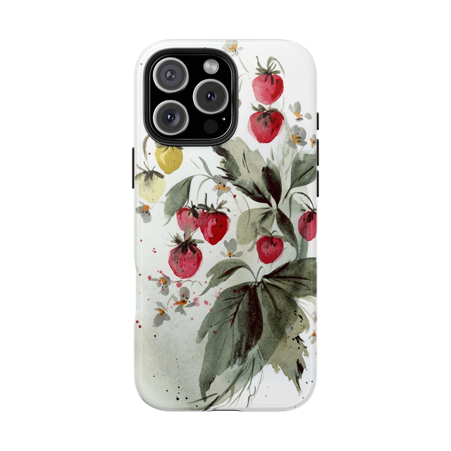 Floral Strawberry Tough Phone Case - Stylish Protection for Nature Lovers