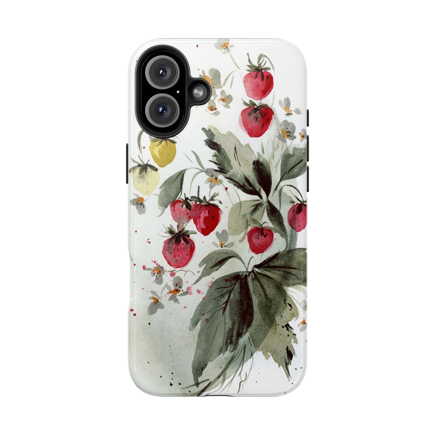 Floral Strawberry Tough Phone Case - Stylish Protection for Nature Lovers