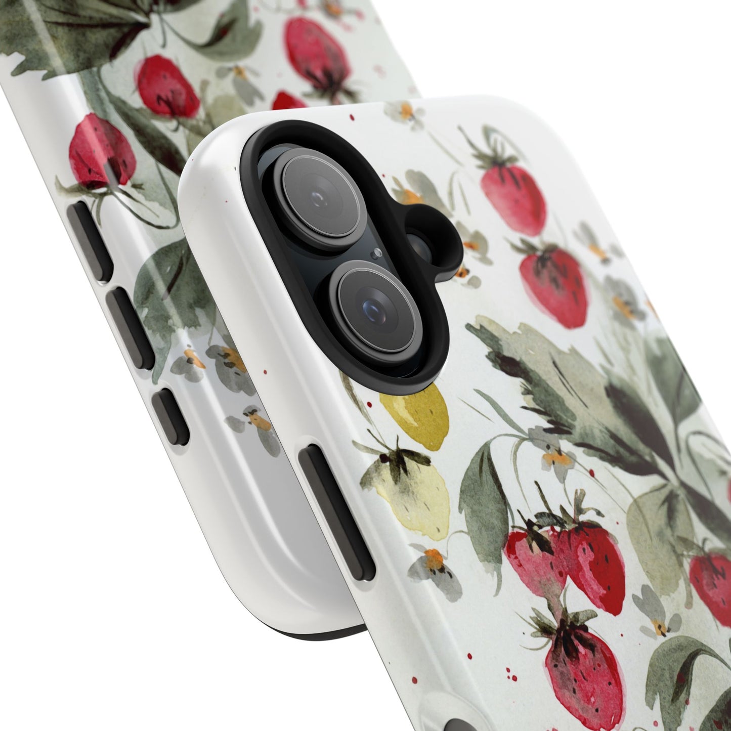 Floral Strawberry Tough Phone Case - Stylish Protection for Nature Lovers