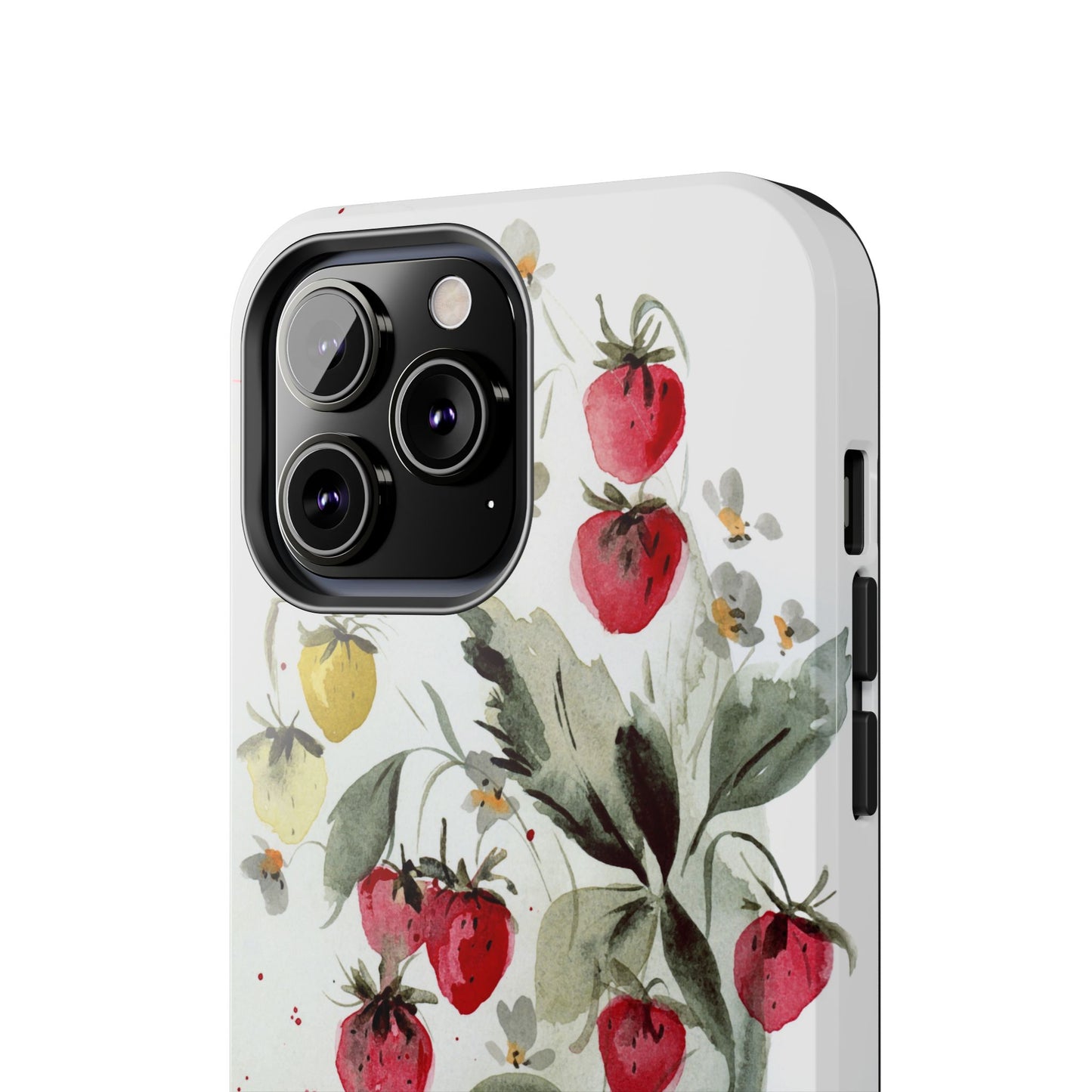 Floral Strawberry Tough Phone Case - Stylish Protection for Nature Lovers