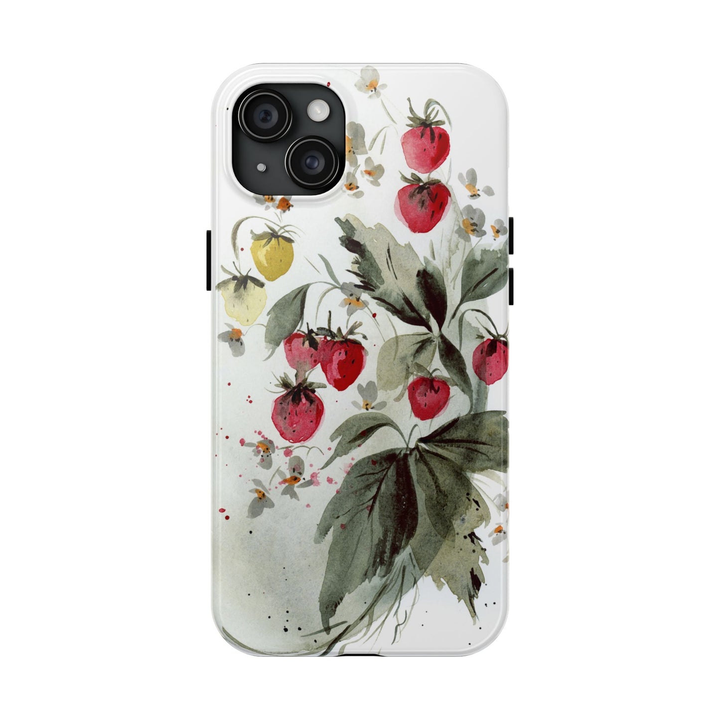 Floral Strawberry Tough Phone Case - Stylish Protection for Nature Lovers