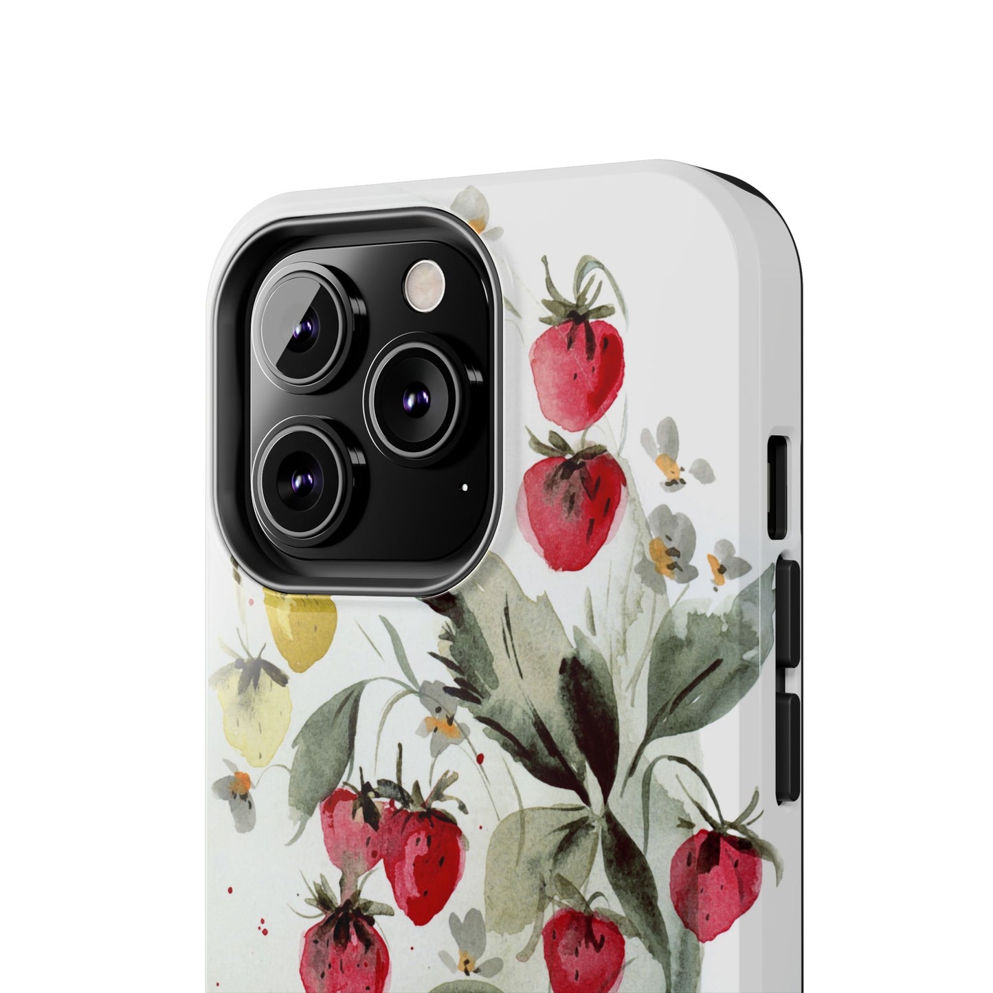 Floral Strawberry Tough Phone Case - Stylish Protection for Nature Lovers