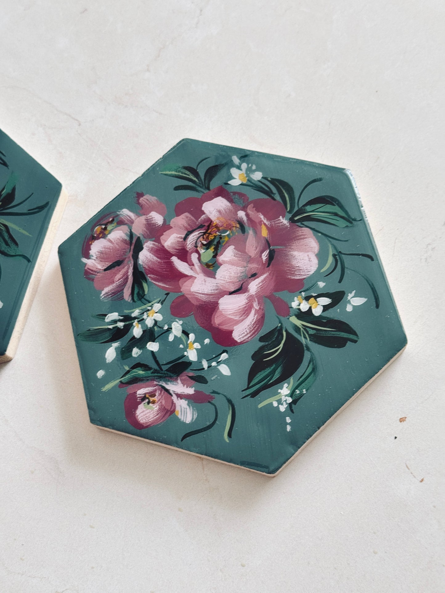 Pink Floral Coaster Set