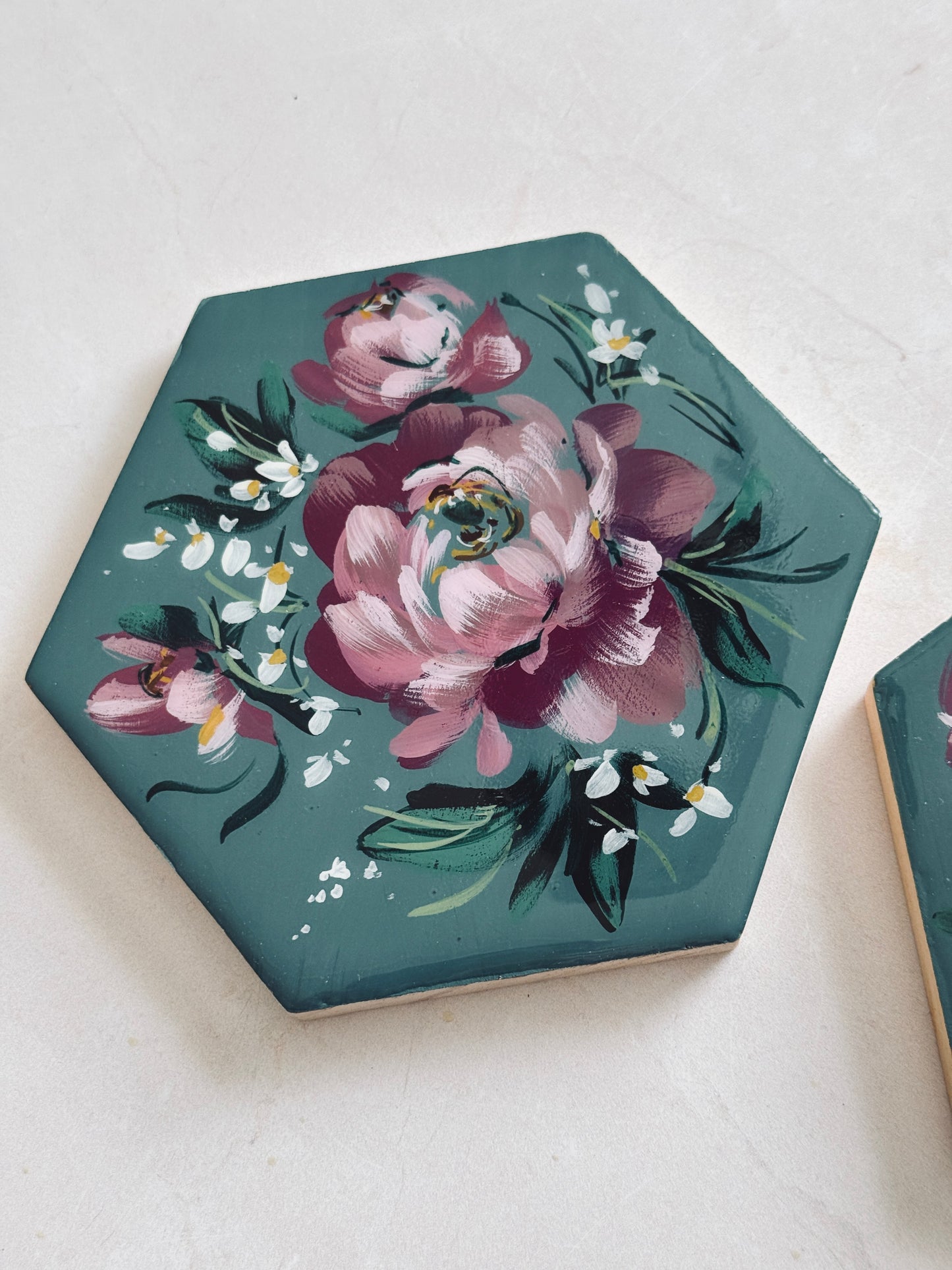 Pink Floral Coaster Set