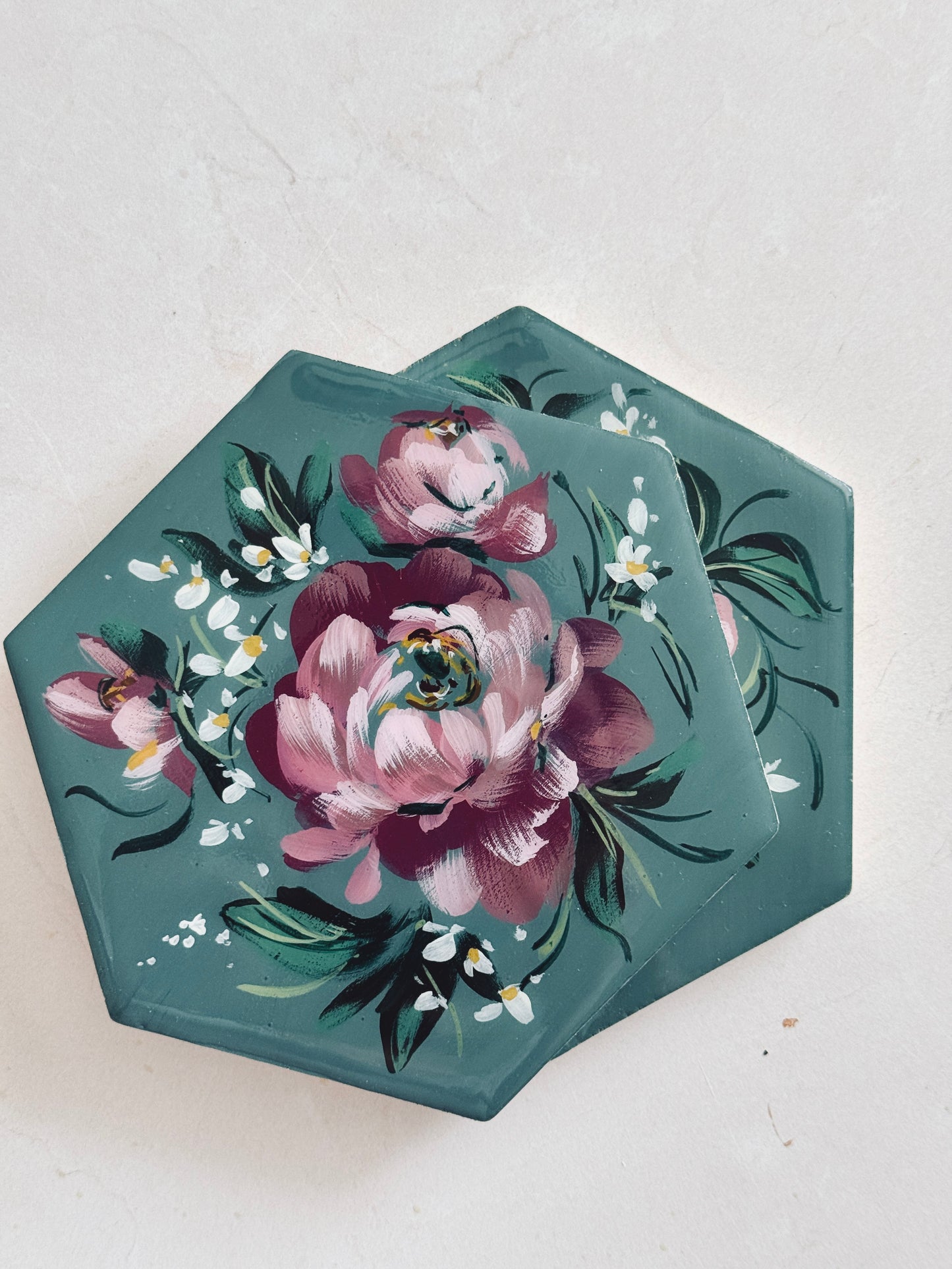 Pink Floral Coaster Set