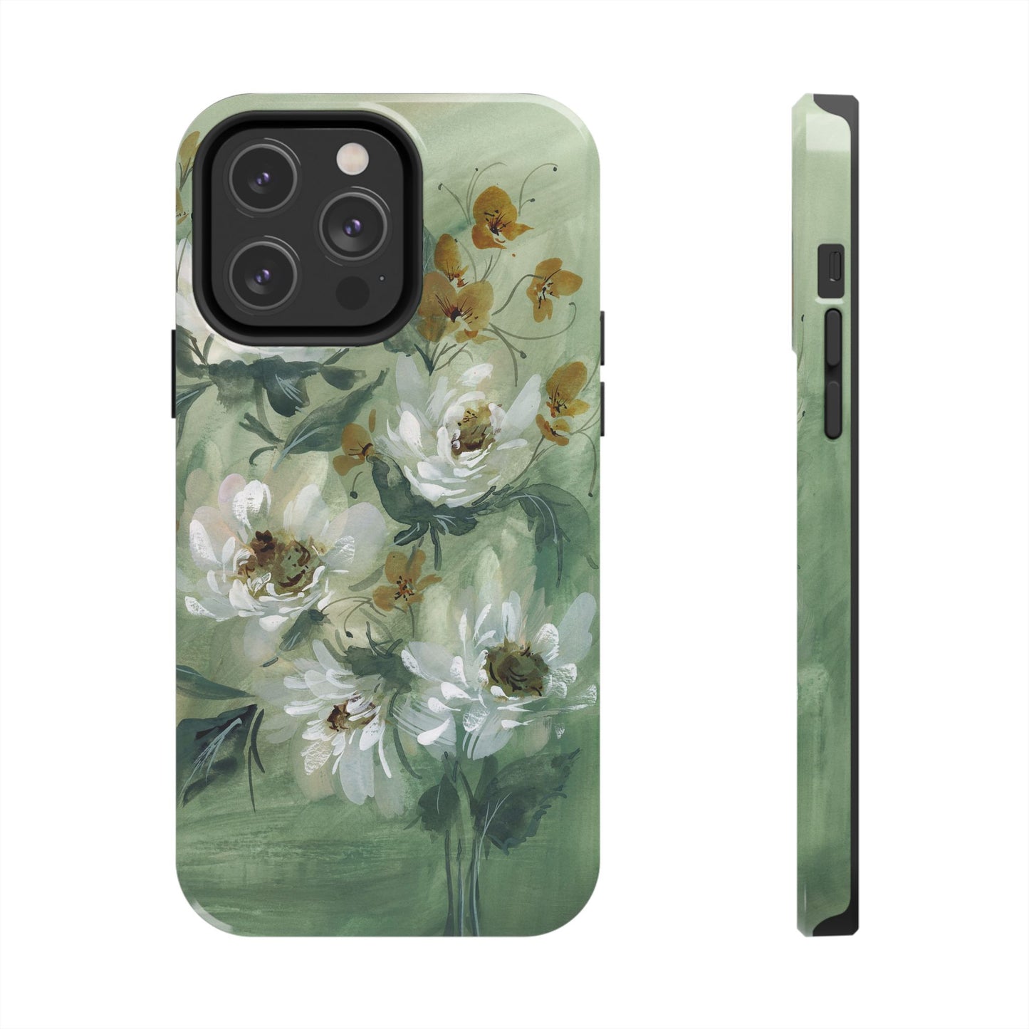 Ash Green Peonies Phone Case