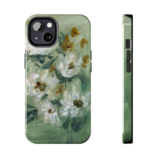 Ash Green Peonies Phone Case