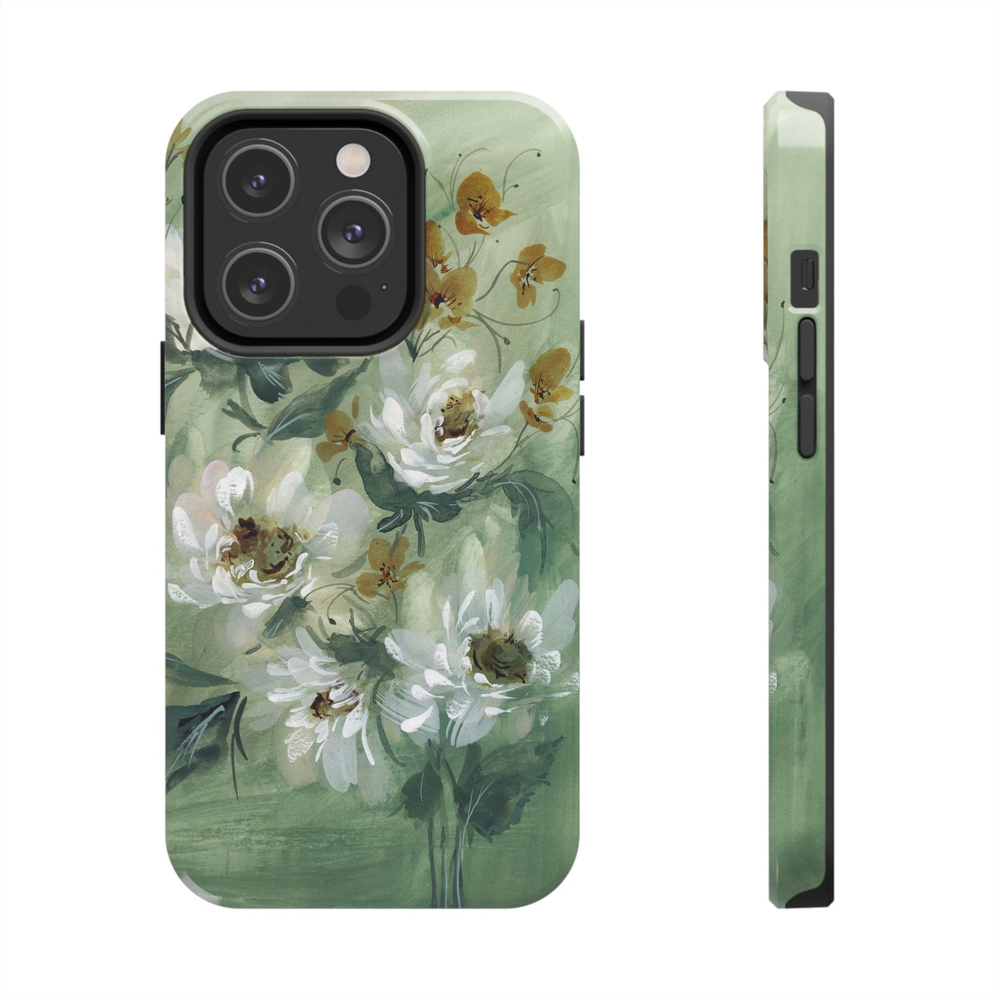 Ash Green Peonies Phone Case