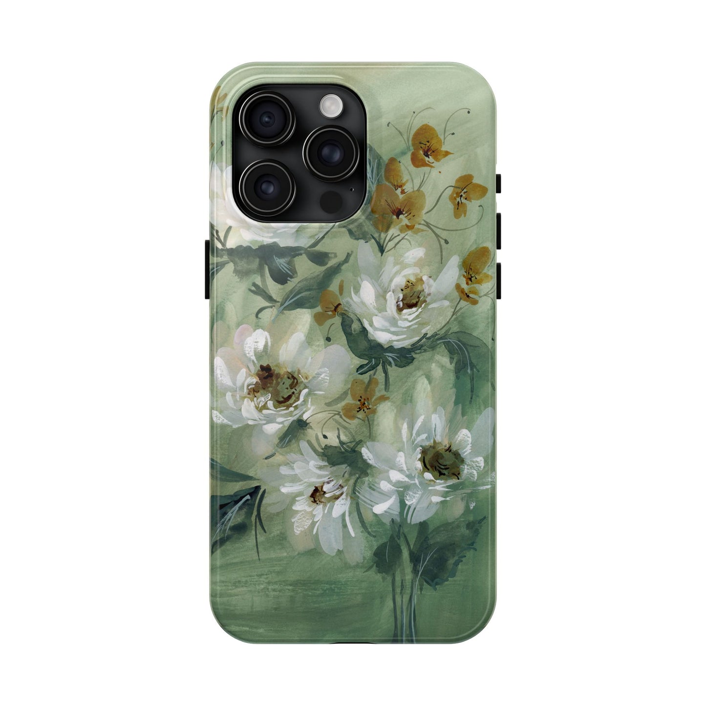 Ash Green Peonies Phone Case