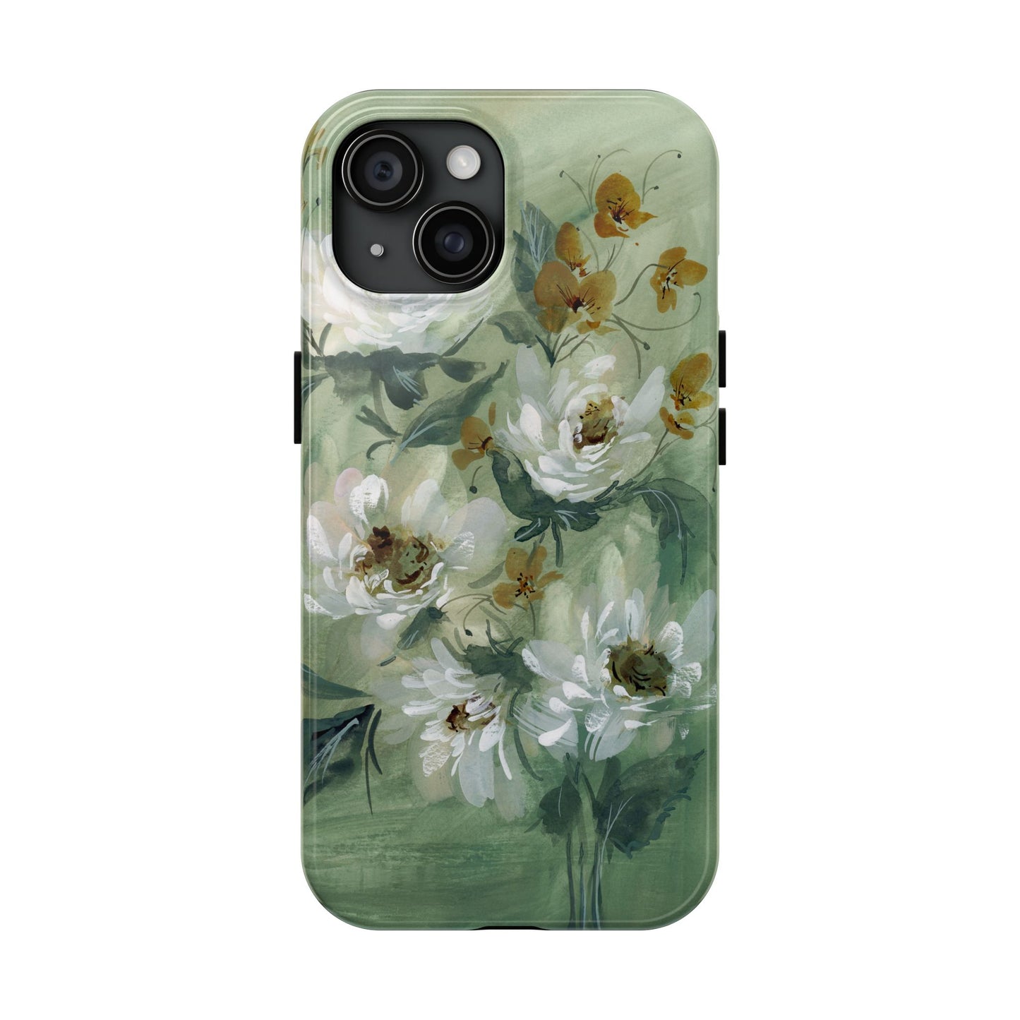 Ash Green Peonies Phone Case