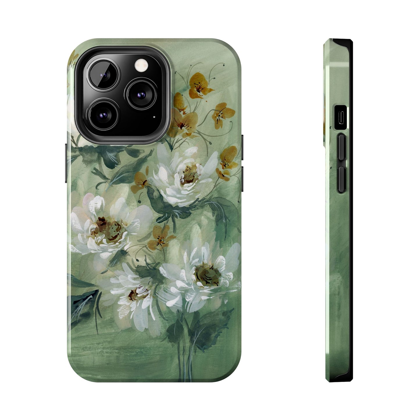 Ash Green Peonies Phone Case