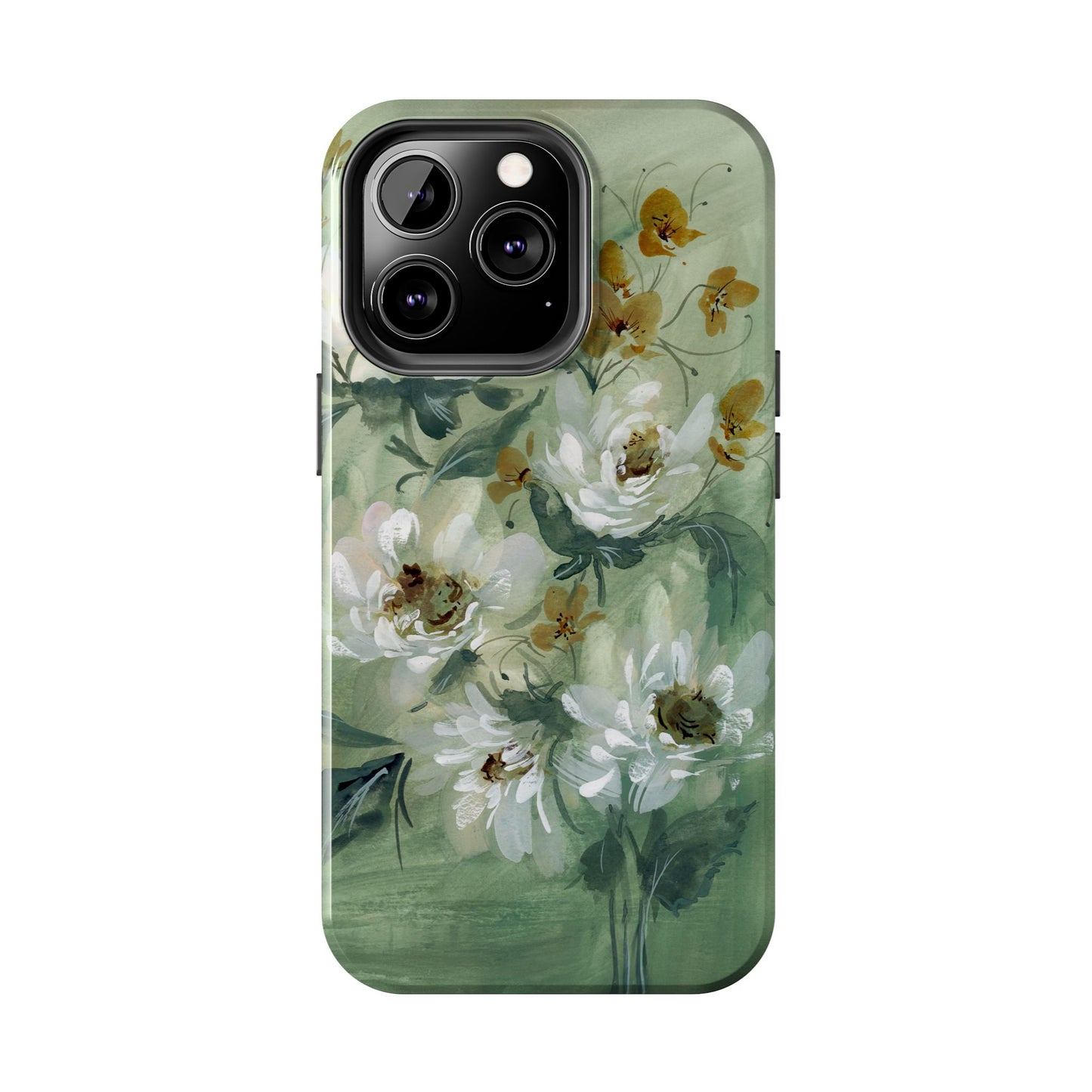 Ash Green Peonies Phone Case