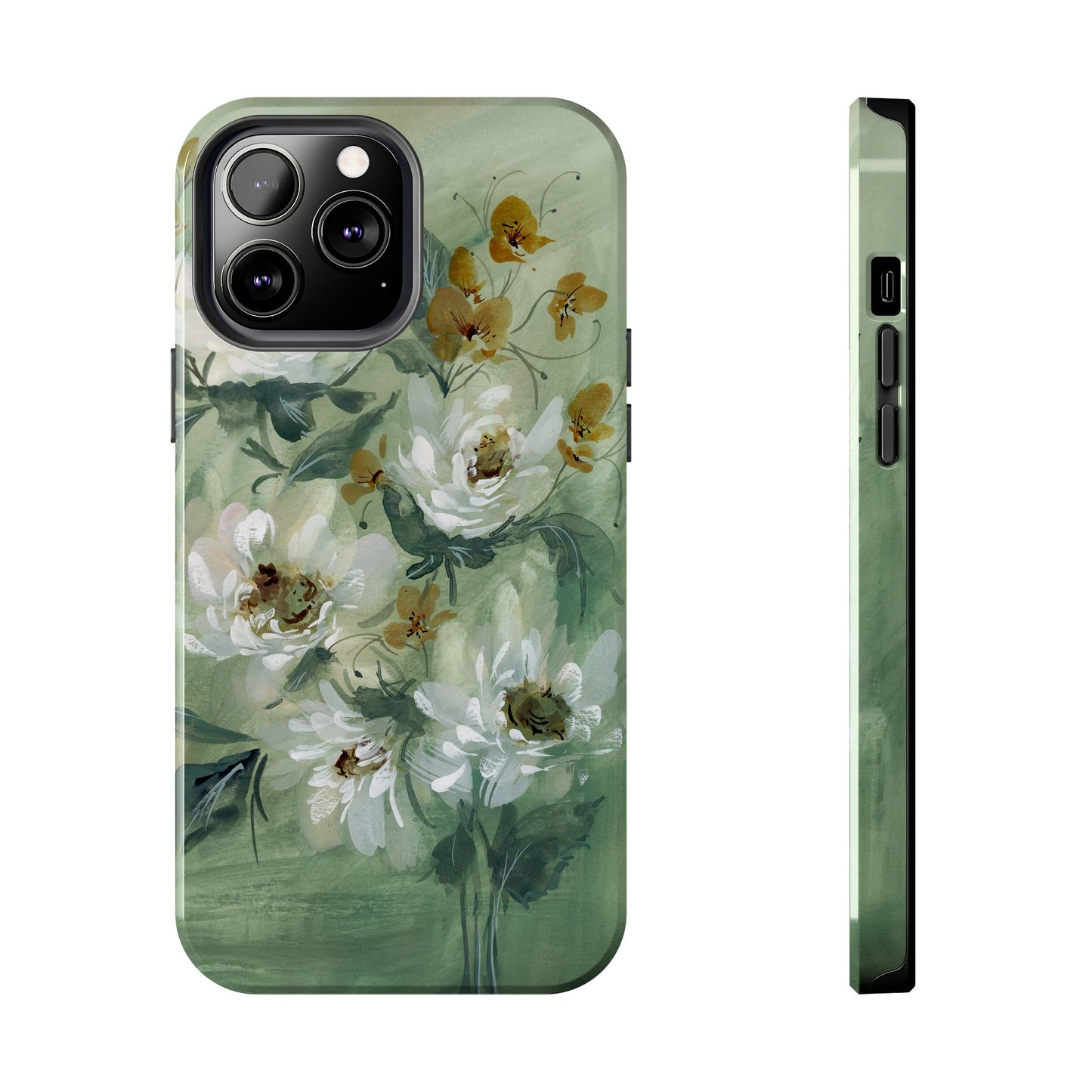 Ash Green Peonies Phone Case