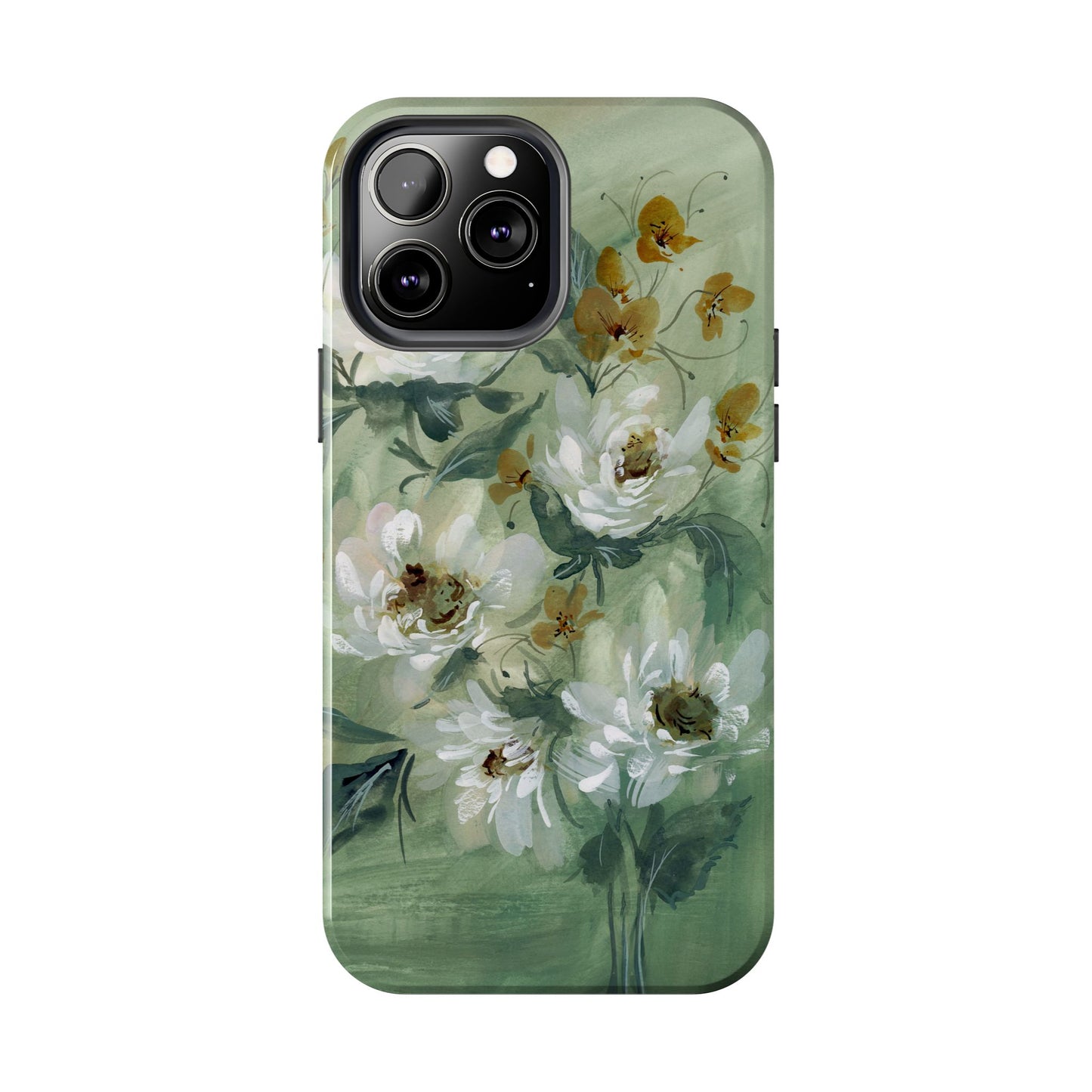 Ash Green Peonies Phone Case