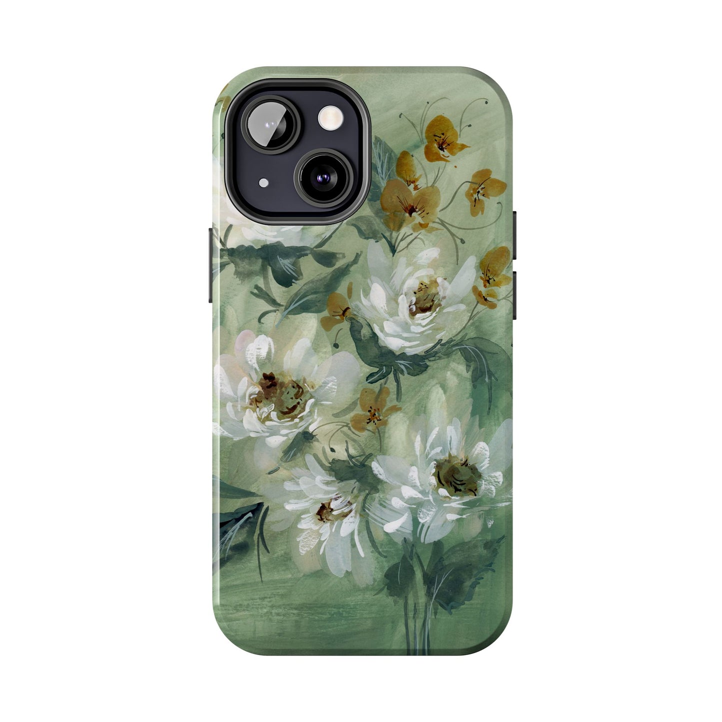 Ash Green Peonies Phone Case