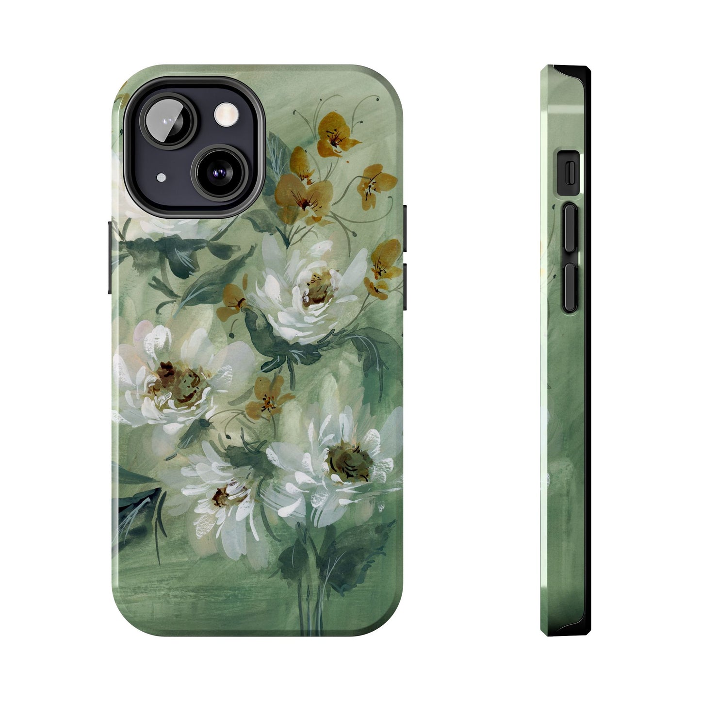 Ash Green Peonies Phone Case