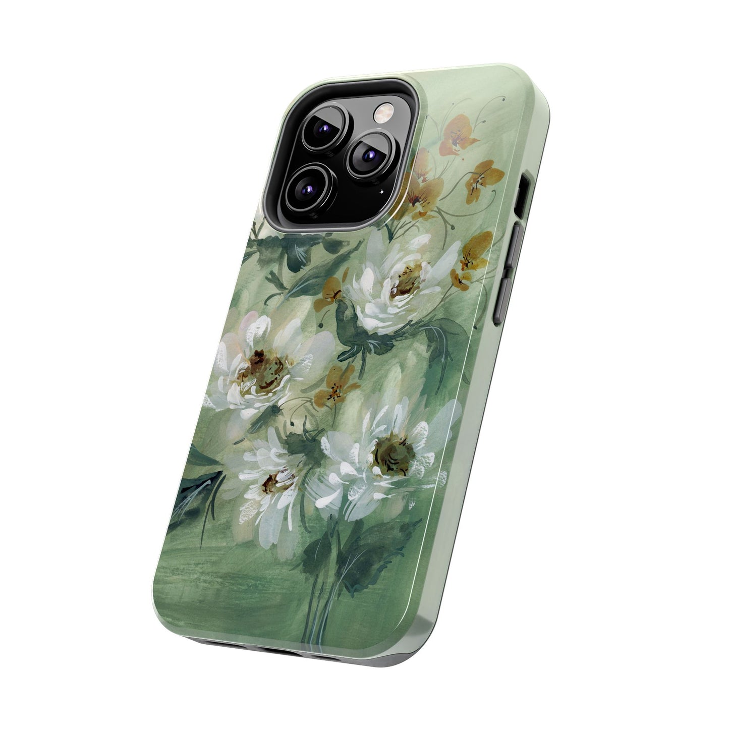 Ash Green Peonies Phone Case